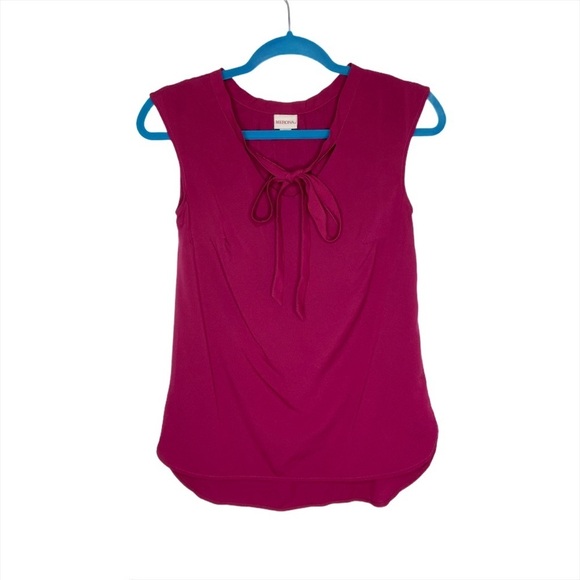 Merona Maroon Tie Neck Sleeveless Blouse - Picture 1 of 11